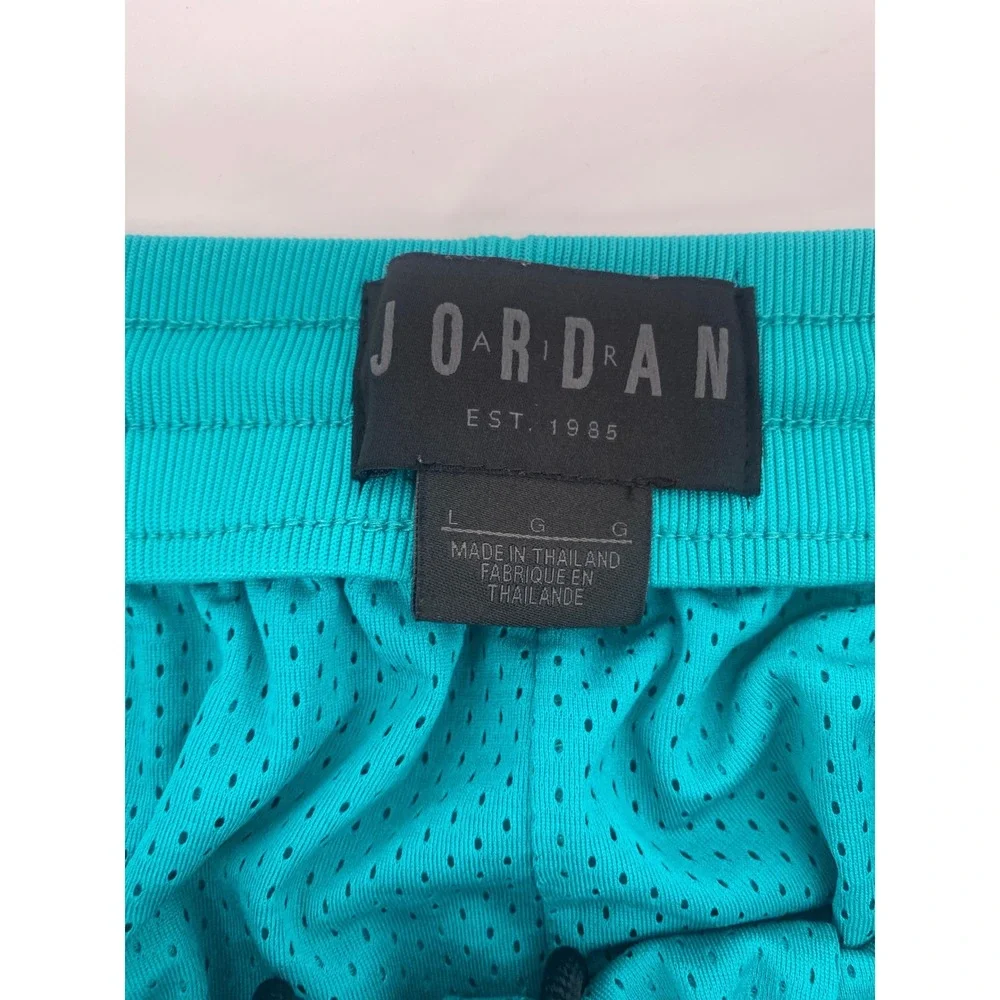 Jordan Basketball Shorts Large Teal Excellent Mesh Jumpman Tape Logo Sporty